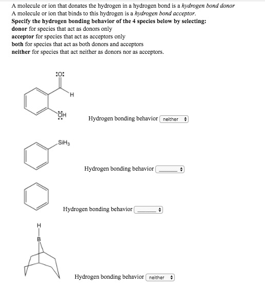 A molecule or ion that donates the hydrogen in a h