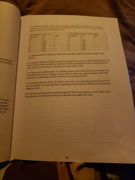 the information regarding the preference and utility Consider the table below with information regarding the preferat pattern