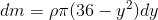 dm=\rho \pi (36-y^2)dy
