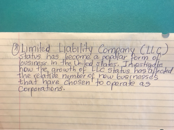 O Limited Liability Company (LLG) Ostatus bas become a popllar form of business in the United states. Investigate how the gro