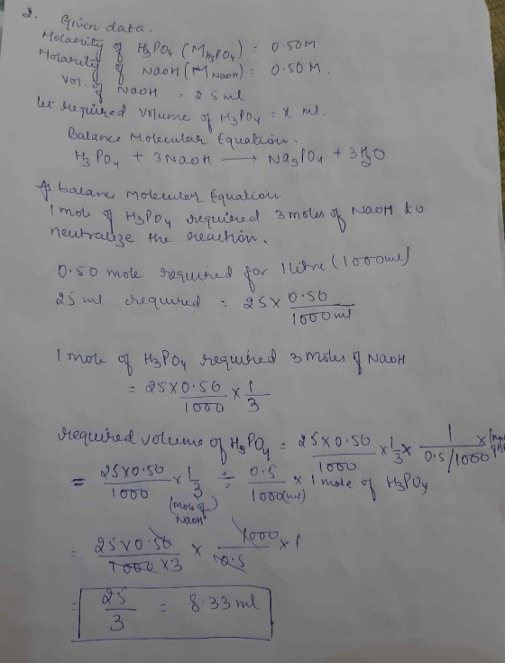 - Geven data. Holarity of Holarity of the Poul Noor (* Noon) ly of the Pou (Malou) 0.50m no I of NaOH(* Noor) = 0.50m. 9. of