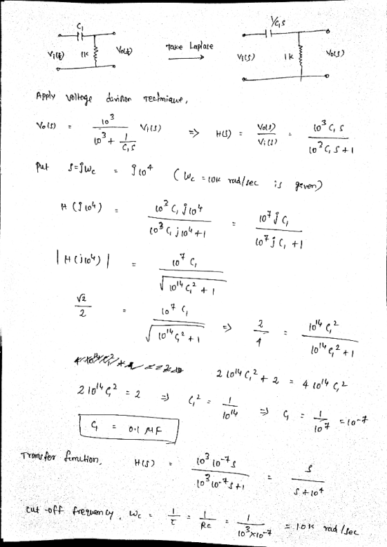 Yas Vilbe lk Volt Take Laplate VILS) Apply vollege division Technique, Vols) = 0 Vies) -> Hel) - 1o²cs Vals) Vill? . - Vito 1