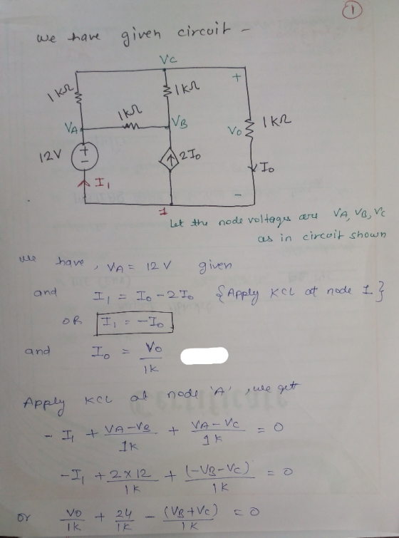I kn. lk几 VA 2To as in circuit show uo.ha veノVn:12v given a n k.