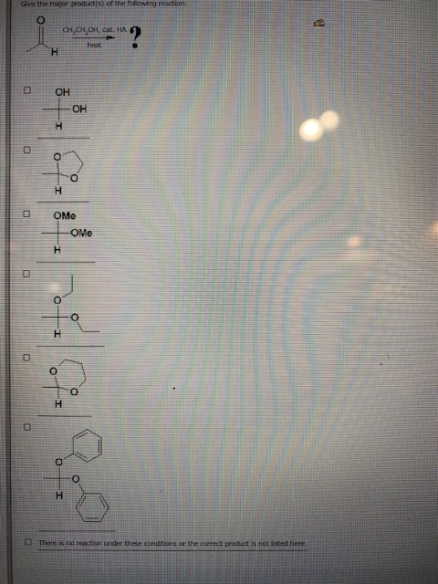 Gve the major product(s) or the following reaction. i OOOH, cat. HA Н OH OH H H OMe OME H totale H O H o H There is no reacti