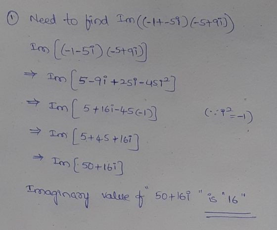 Need to find Im ((-1+-58) (-5+95)) Im [(-1-59) (-5797) Smo (5-45+251-451 > Im (5+161-456-10] (P-1) Im [5+45 +167 (50+16i is