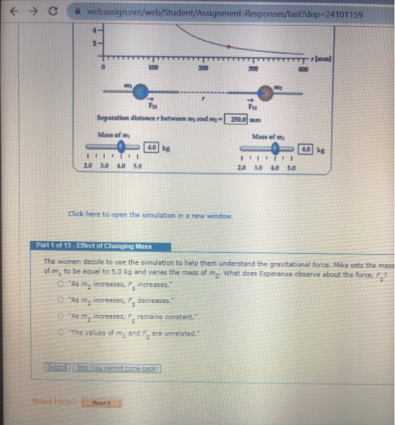 webassign.net/web/Student/Assignment-Responses/last?dep=24101159 4 2 mm 100 200 300 100 Fu 250.0 mm Fm Separation distance r