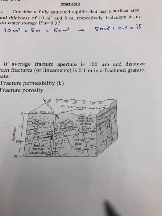 TOUCH Practical 2 1. Consider a fully saturated aquifer that has a surface area and thickness of 10 m and 5 m, respectively.