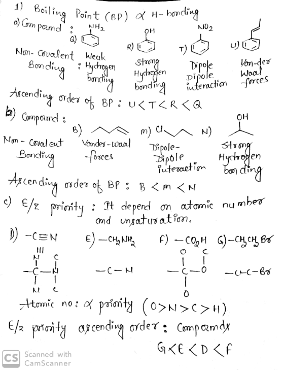 a) Compound : Boiling Point (BP) a H-bonding - NO2 I 2 Hydrogier bonding Dipole Dipole interaction Von-deo Waal forces OH Non