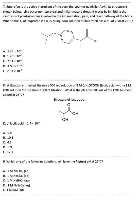 7. Ibuprofen is the active ingredient of the over-the-counter painkiller Advil. Its structure is shown below. Like other non-