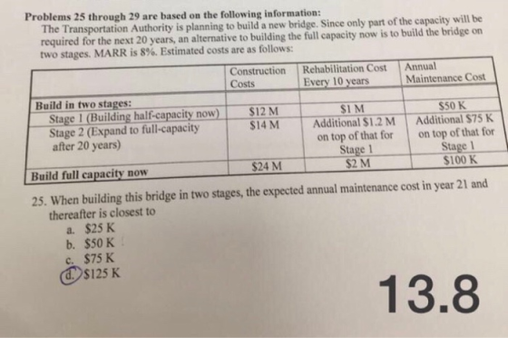 Problems 25 through 29 are based on the following information: The Transportation Authority is planning to build a new bridge