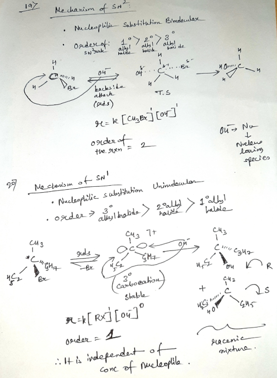197 Mechanism of SN Nucleophilic substitution Bimdocular И ОС 04 . backside attack Conds) T.S heak [cuzex] [04] order of the