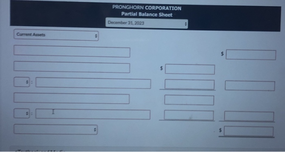 PRONGHORN CORPORATION Partial Balance Sheet December 31, 2023 Current Assets