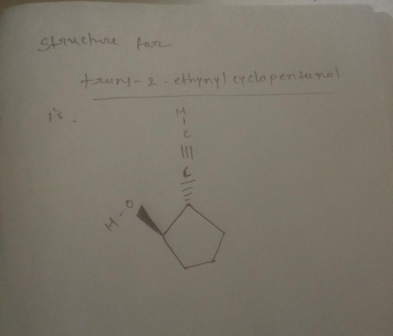 structure trains-2-ethynyl cyclopentenol -o H