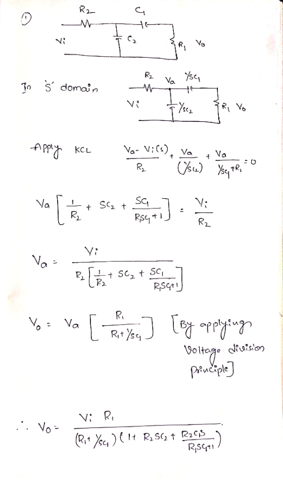 R2 Vo Ysc! To S domain Thes Va kCL 4 Va tR1 SC SC2 t Na t R2 R2 P, Sc, t Sc, P2 RSGT! RI Va \ Rt /sq Jiuison prusple V: R RSG
