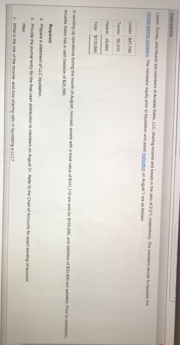 133 860 a. Prepare a statement of LLC liquidation a LLC?