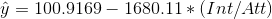 \hat{y}=100.9169-1680.11*(Int/Att)