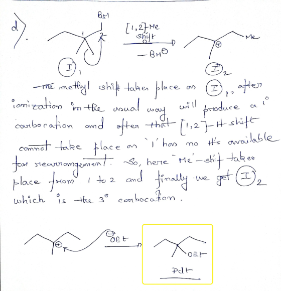 k Me [1,2] Me shift -BMO Oro% The methyl shift takes place an ② after imization in the usual way will produce a i carboration