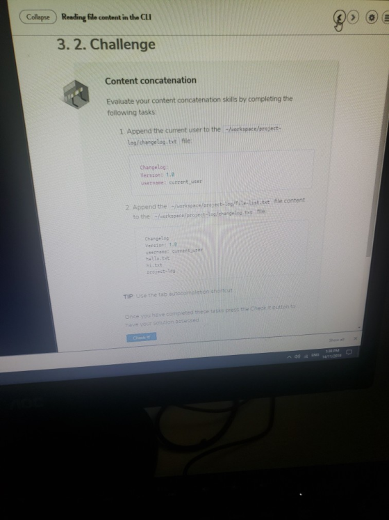 Reading file content in the CLI Collapse 3. 2. Challenge Content concatenation Evaluate your content concatenation skills by