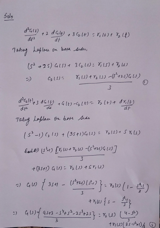 dalt) + 2 dalt) & 36 lt) dt at 8. lt) 1 22 18) Taking Laplace on both sides, (52 +25) GIS11 36₂13) = 8,182 182 ) - CalS) 8113