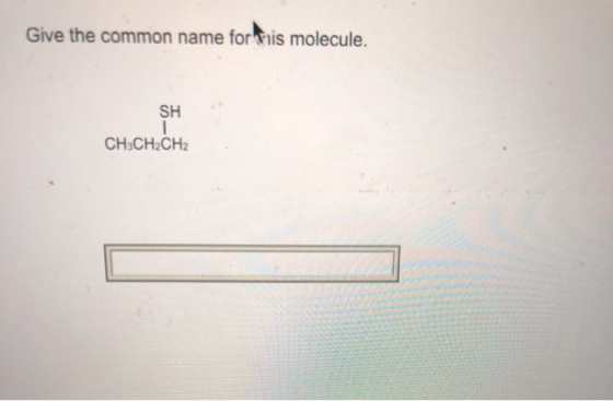 Give the common name for his molecule. SH CH3CH2CH2