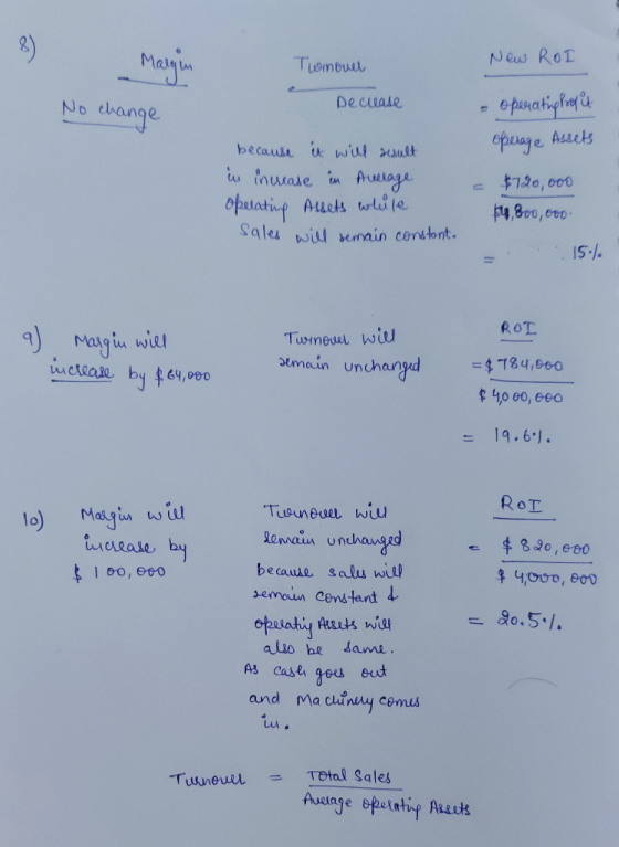 8) Mayjin No change New ROI Tuombuu openatig tom epeage Assets Decuale because i wul sult iu inurase in Autaga opetatinp Auc
