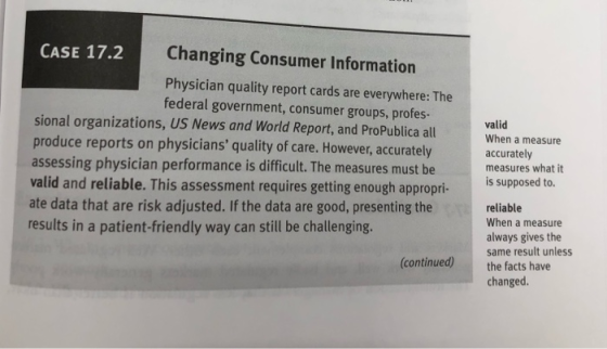 CASE 17.2 Changing Consumer Information Physician quality report cards are everywhere: The federal government, consumer group