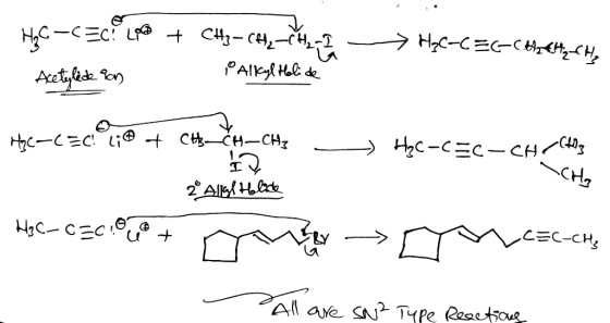 HC-CECOL® + CH3CH2=CH-I → HC-CEC-CHEMACH, - Acetylece kan PAlkyl Holice a C–C=C tº + C CH=CH2 - H2C-CEC-CH (hoz CH₂ - 2° Alla