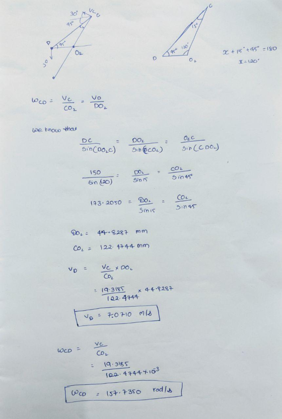 VLO 30 45 D Os po 120 x +15+45° - 180 1201 oco Vc CO₂ Vo DO we know that DOZ O₂c DC sin coocc) Sinecol) sir (COOL) 150 Sin (2