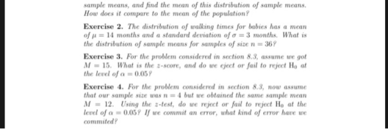 sample means, and find the mean of this distribution of sample means How does it compare to the mean of the population? Exerc