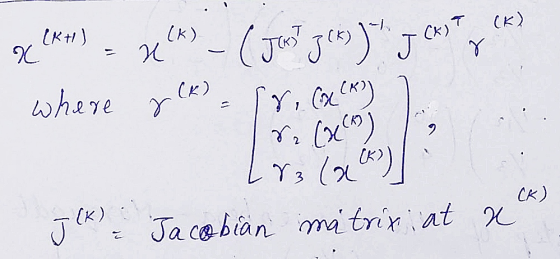X (RH) = x (*) _ (Just gek) ) y (x) y (k) where g (k) = 88. (x(K)) ) 1. (*): [r3(x(K)] J(K) - Jacobian matrix at x