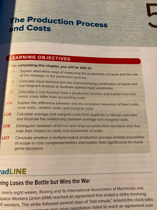 The Production Process and Costs 03 LEARNING OBJECTIVES ter completing this chapter, you will be able to: 11 Explain alternat