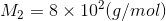M2 = 8 x 10P(g/mol)