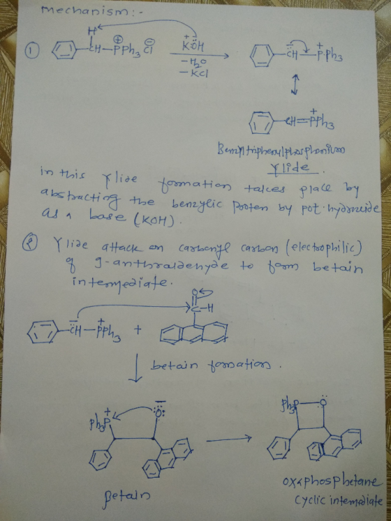 mechanism:- -kel lide Caron (elec hophilic) -H 3 betain temoation oxxphesphelane Cyclic intemtpeliaje