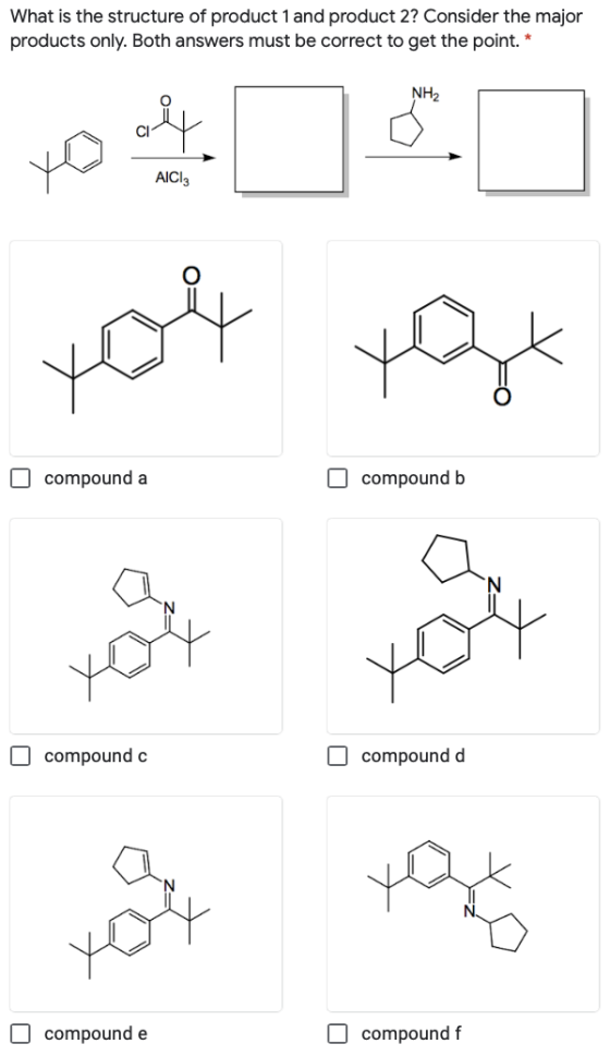 What is the structure of product 1 and product 2? Consider the major products only. Both answers must be correct to get the p