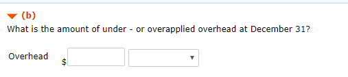 What is the amount of under- or overapplied overhead at December 31? overheads