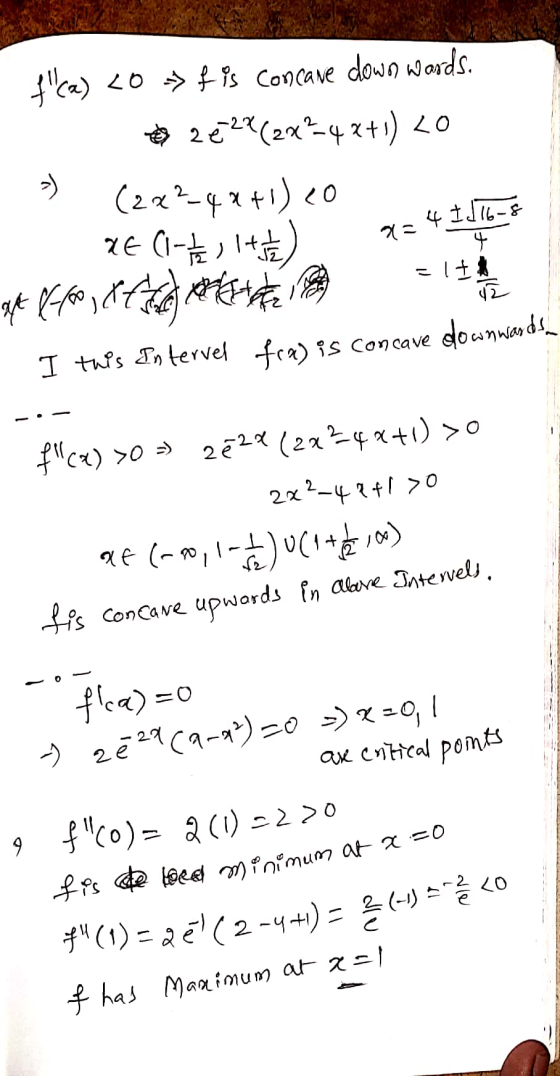 f(a) <0 » f is concave down words. 2624(2«?42+1) LO (222-4*+1) 20 2€ (1-31) yt Kyto others =lt I tuis Intervet fra) is conca