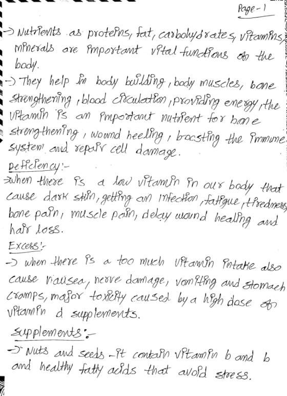 AO Page-1 → Nutrients as proteins, fat, carbohydrates, vitamins - minerals are important vital functions of the a body. -) Th
