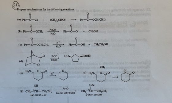 e phone Propose mechanisms for the following reactions t h roug h radi o od osmans (a) Ph-C-ci + (CH) CHOH - Ph-C-OCH(CH3)2 (