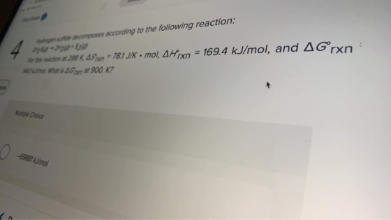 How dramoses according to the following reaction: far pa mozten az 298 K. 45 mn = 78.1 JAK • mol, AHrxn = 169.4 kJ/mol, and A