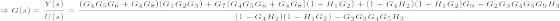 \tiny \Rightarrow G(s) = \frac{Y(s)}{U(s)} = \frac{ (G_4G_5 G_6+G_4 G_8)(G_1G_2G_3)+G_7 (G_4G_5 G_6+G_4 G_8)(1-H_1G_2) + (1-G_4H_2)(1-H_1G_2) G_9- G_2G_3G_4G_5 G_9H_3}{(1-G_4H_2)(1-H_1G_2) - G_2G_3G_4G_5 H_3}
