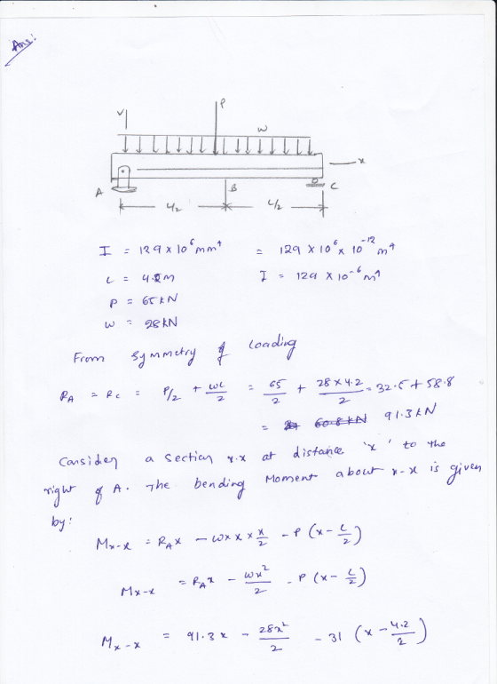 TMLL ㄧㄧㄚ レニ 仁额/n LOC a section ץ.x at distan龟 、χ , to the A The bending oment abeu >-x is vt Consid mah Momentabo by 2 4-2 - 31
