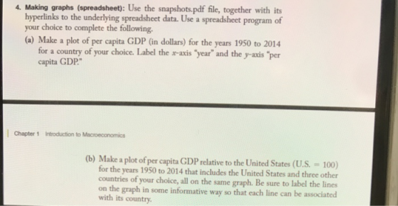 4. Making graphs (spreadsheet): Use the snapshots.pdf file, together with its hyperlinks to the underlying spreadsheet data.