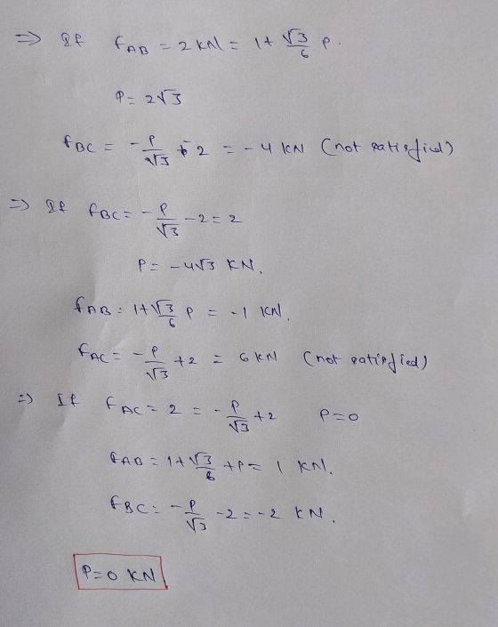 FAB – 2 knl - It V3. - P. e P- 283 foc P 2 - - 4 IN (not satisfied) > 28 Foce – P V3 2- 2 Ps - U13 KN FAB: HBP = -1 KN FAC- +