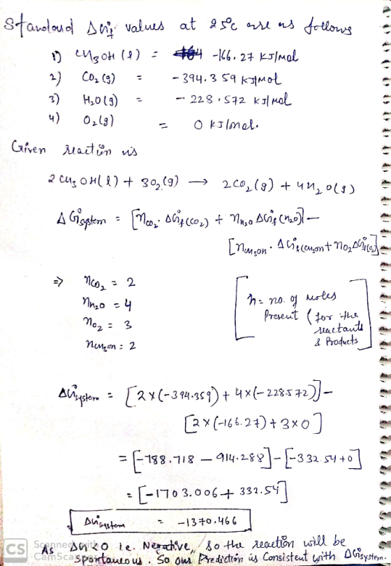 Stanloud sai values at a 50 are as follows 1 cuooh (8) = 444 -166.27 kJ/mol . 2) CO2 (g) = -394,359 kamol 3) 4,019) - - 228,5