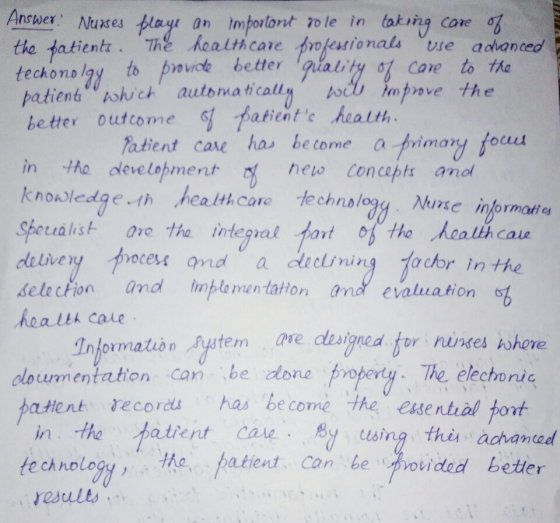 Answer, Nurtes por an intortortnie in taking core ơb lity ot care to tho sth imtove the tketati ent. The Koalthcare加bestiona