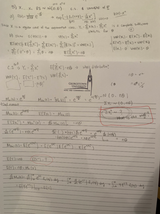 5) .PS N N(0.)unvve of g a) f(x)-扇ef %(0) is a casplete strom+ VAR (%) , E(x;)-EO) E(%) : O Since X īsa regla case of tut exp