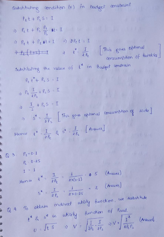 Subshituhmo cemdiben v) im censtant This ges obhmal censumshen of toimk ier Shshituhng the value of t* m Budgeterutam 2. This Ps [Arum] Hence t Re, temce t Q4 To ebtam indivet uhluty tunch em, ue subsh tule t Es n uhuty unchen of Paul.