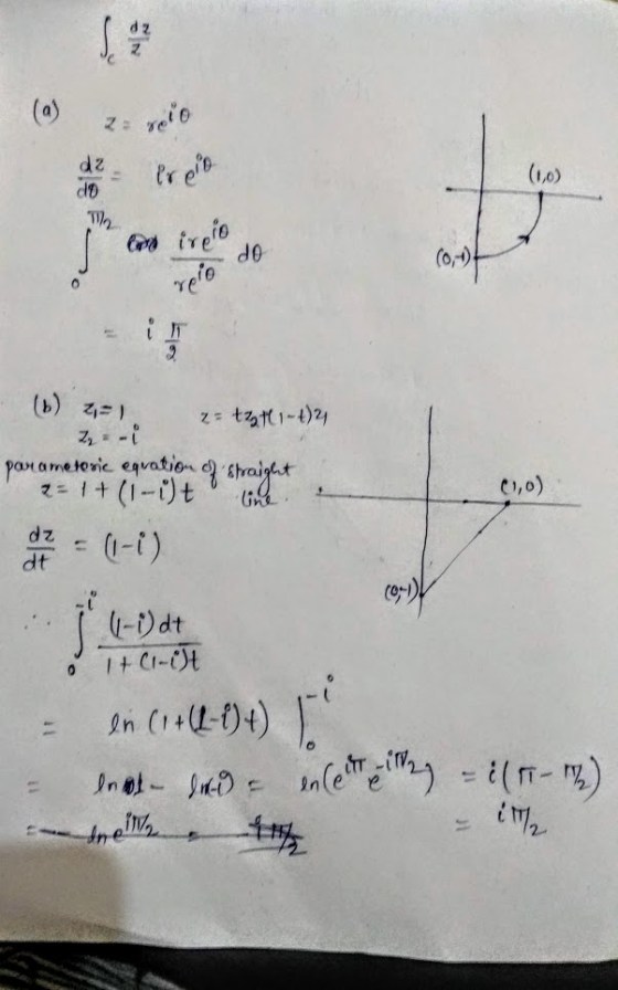 (10) (b) 2,-) 2= tz tl 1-4)2 Z = - parametoric equation of braight 2= 1 + (1 - i) t o 01,0) (0:1) Tv-idt • T+CI-CJE = (1+(4-0
