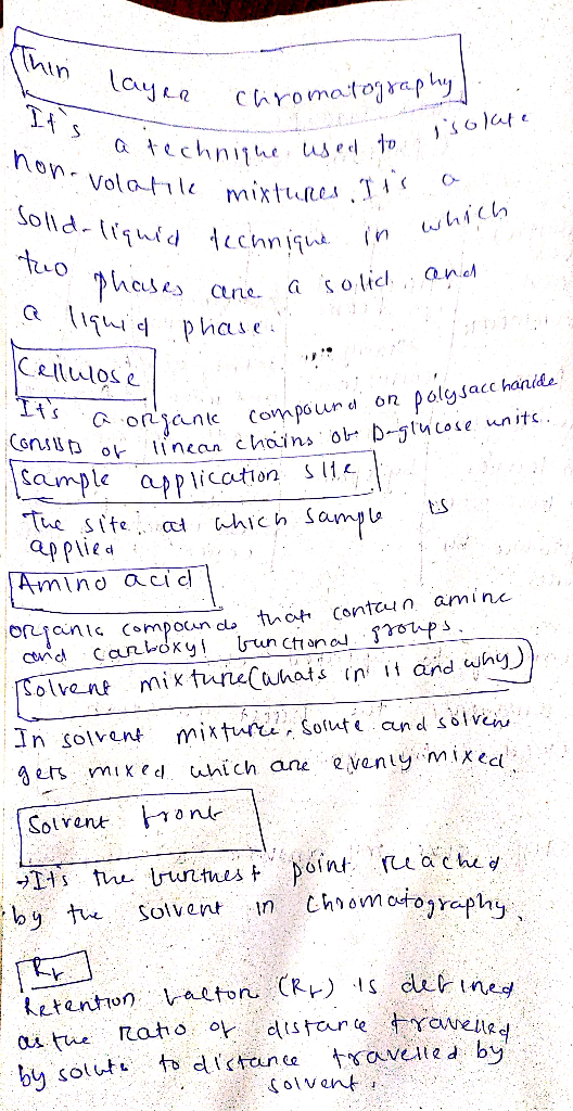 layan chromatography Its a techi non-volatile The /ed to you: inique in which volatile mixtures. Its a Solid-liquid techniq