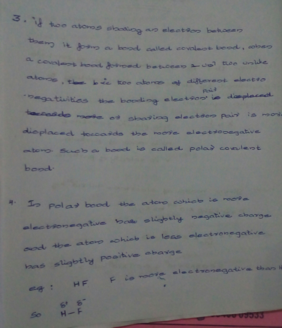 3. if two aton t two atoms sharing and election between on it foam a bood called covalent bood, cober a covalent alast bood